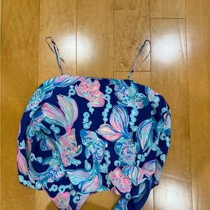 Lilly Pulitzer Navy Blue Pink Teal Fish-Print Camisole